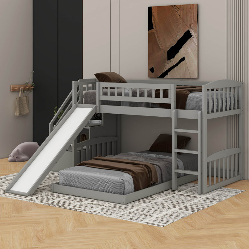 Stairway Twin Over Twin Bunk Bed With Slide