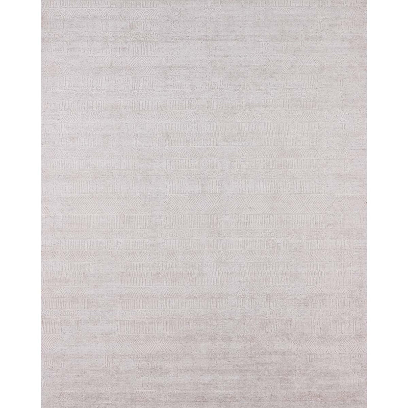 Tapis rectangulaire en viscose noué à la main beige / brun, Rectangle de 10 pi x 14 pi