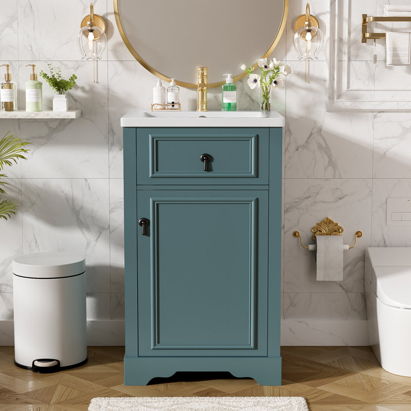 20" Single Bathroom Vanity With Ceramic Top, Green
