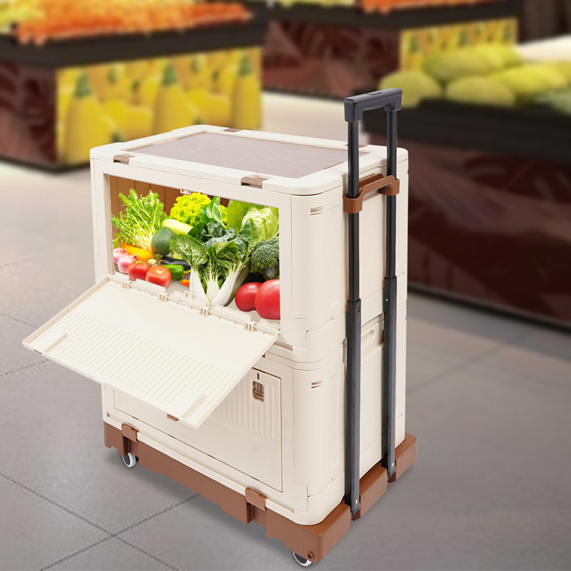 Chariot pliable avec deux boîtes de rangement, Grey