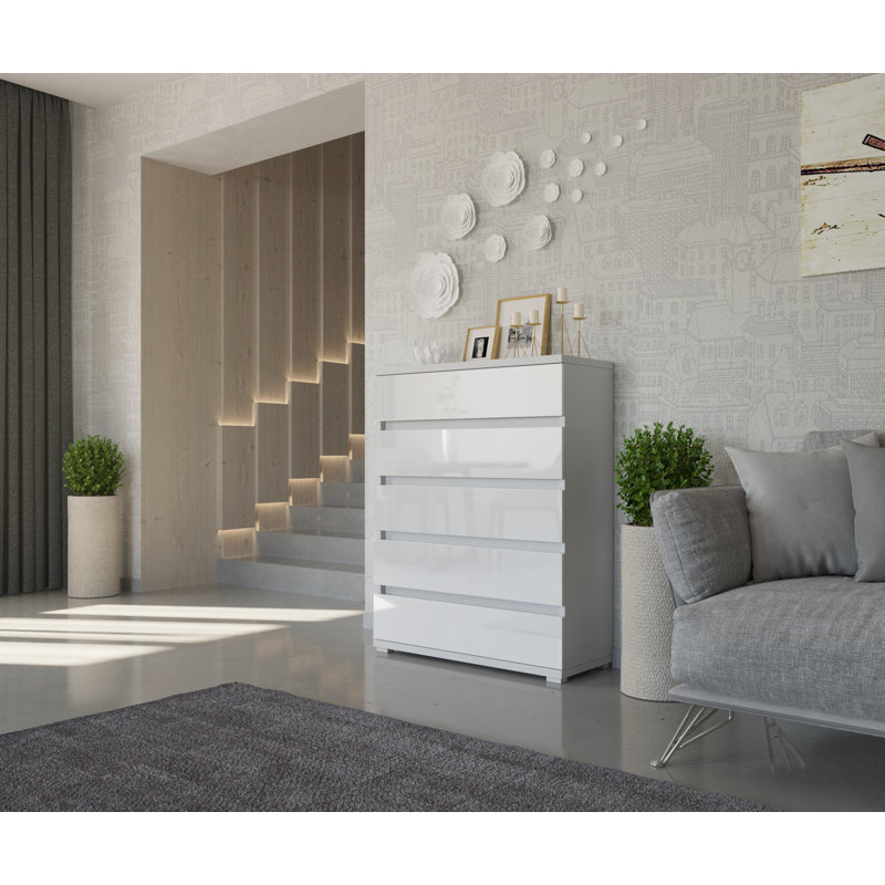 Fatina 90cm W 5 - Drawer Chest of Drawers