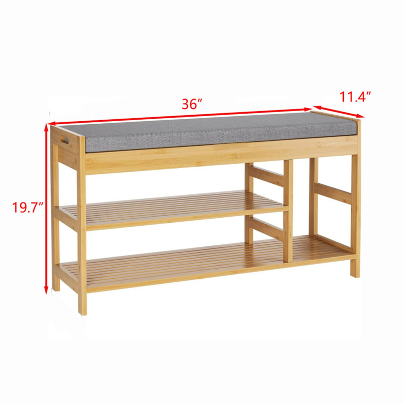 Bamboo Shoe Bench Rack with Storage, Natural