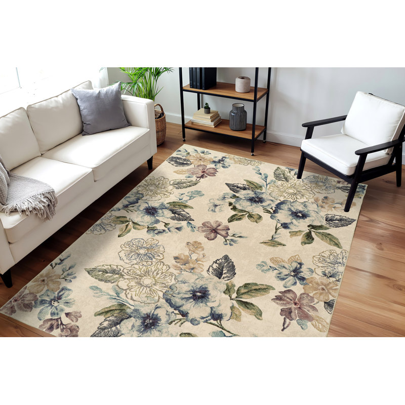 Makiver Floral Indoor Rug, Rectangle 3'11" x 5'7"