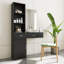 Bureau à cheveux simple noir moderne, rangement multicouche, grand espace de rangement-1620630921