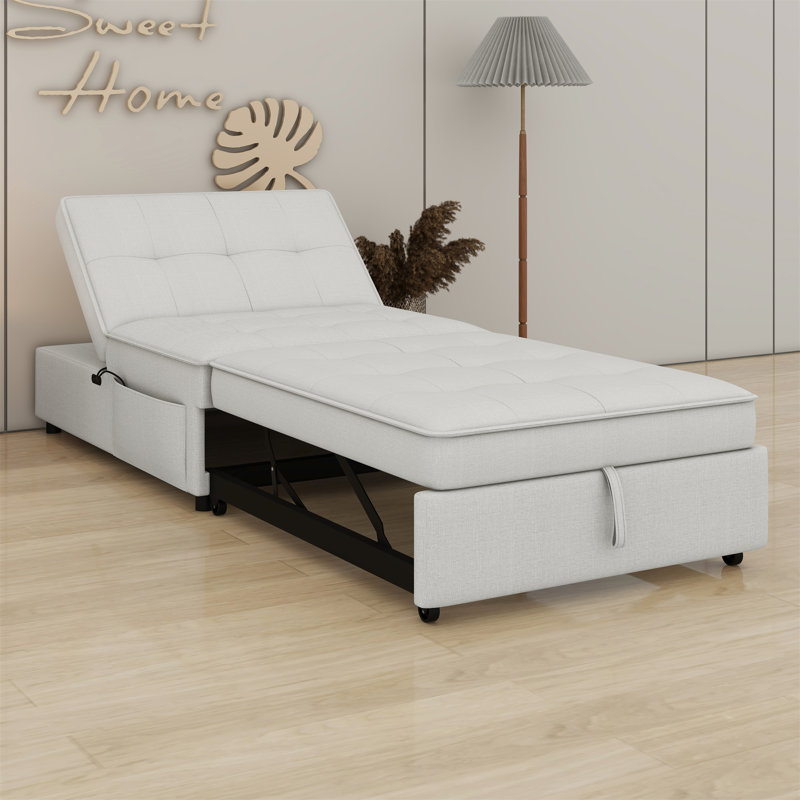 Multi-Function Folding Chair Bed With Storage Pocket And USB Port
