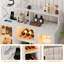 Armoire de bar à vin avec éclairage à DEL et armoire à café avec support à vin et prises de courant Buffet de cuisine Buffet pour salon / salle à manger blanc-123516616