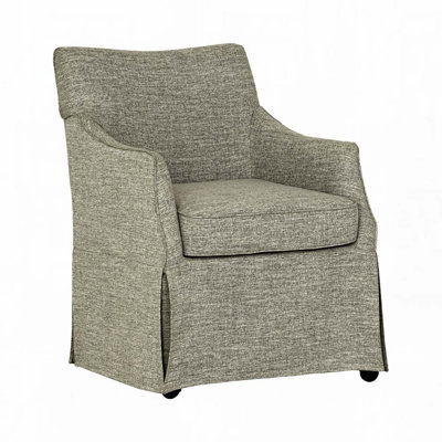 Upholstered Skirted Arm Chair with Hidden Casters