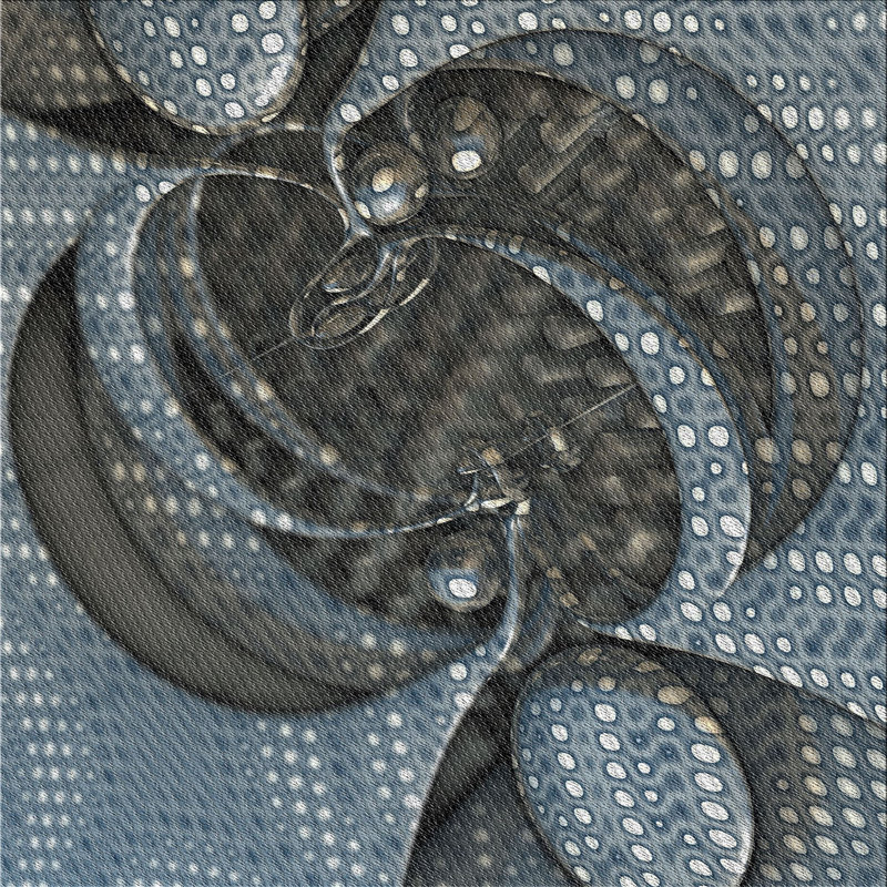 Tapis gris/bleu à tisser électrique, Carré 5 pi
