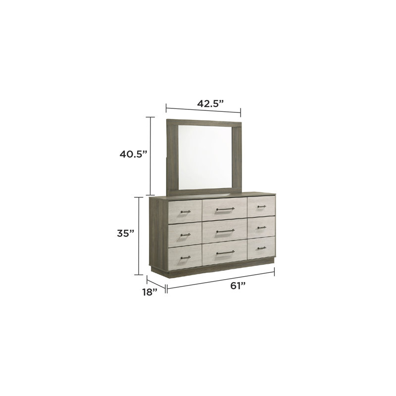 Miroir Gem de style moderne en bois beige et brun
