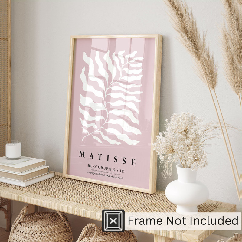 «Botanical Matisse Leaf Blush», reproduction d'art moderne sans cadre Mid-Century, H 30 po x l 20 po