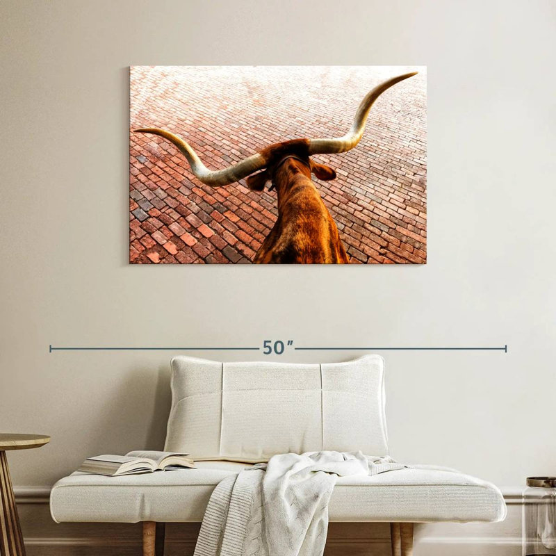 Texas Longhorn en ville, H 26 po x l 39 po