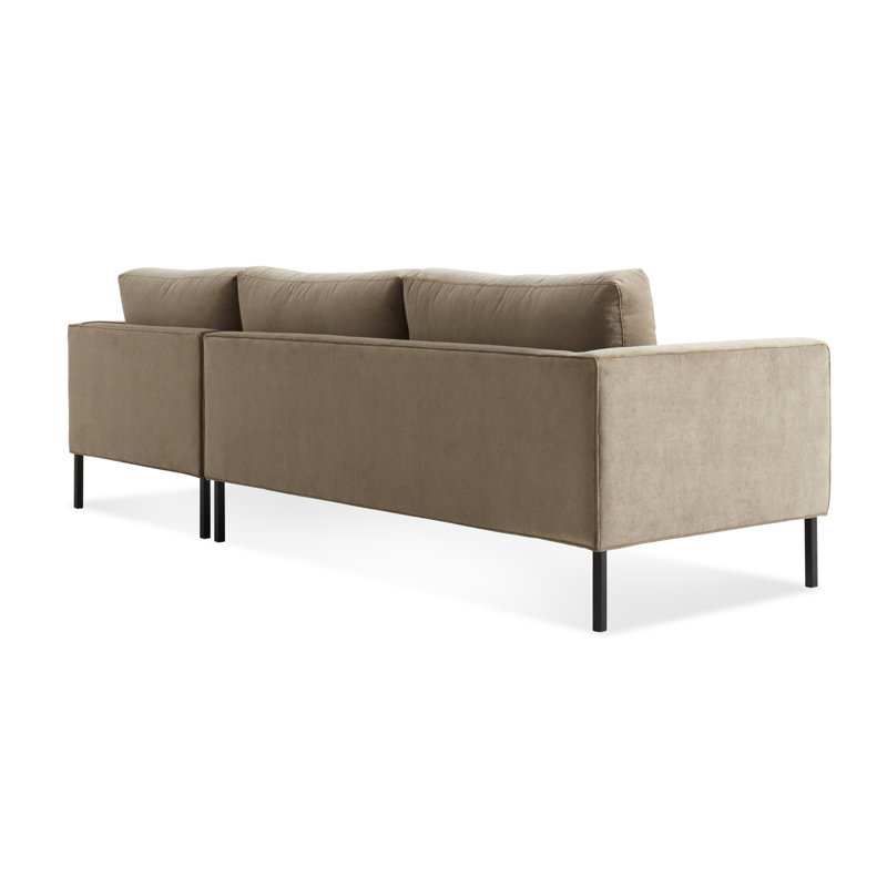 Paramount Chaise Sectional, Black, Sanford Oatmeal Basketweave, Right Hand Facing