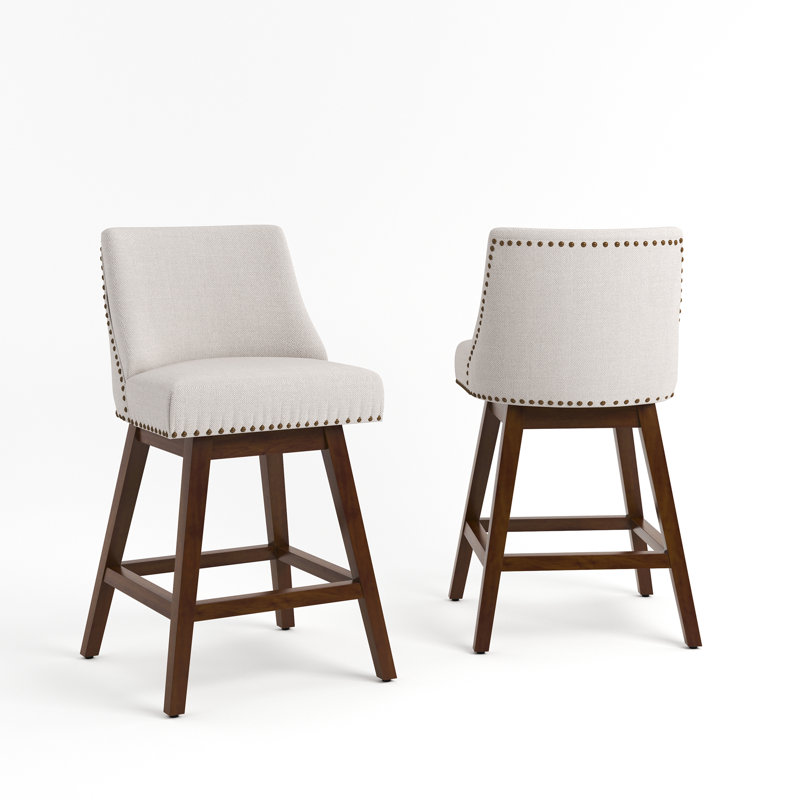 Tabourets de bar de comptoir rembourrés (ensemble de 2), Blanc