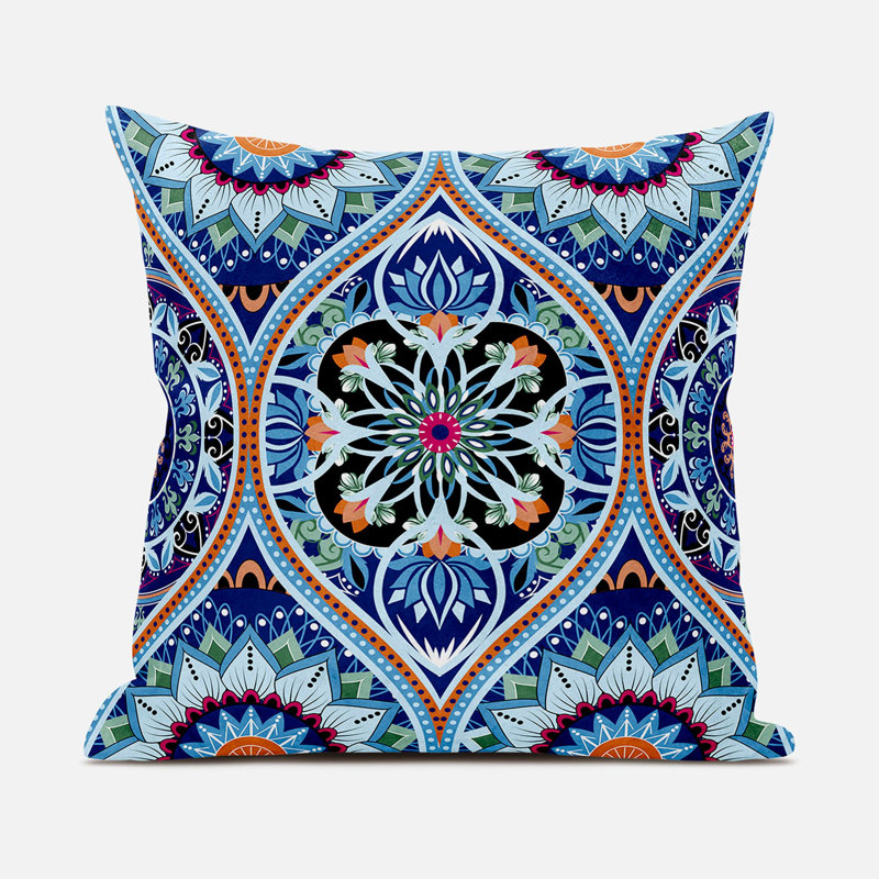 Housse et insert de coussin décoratif en polyester, 20 po x 20 po, Bleu / orange