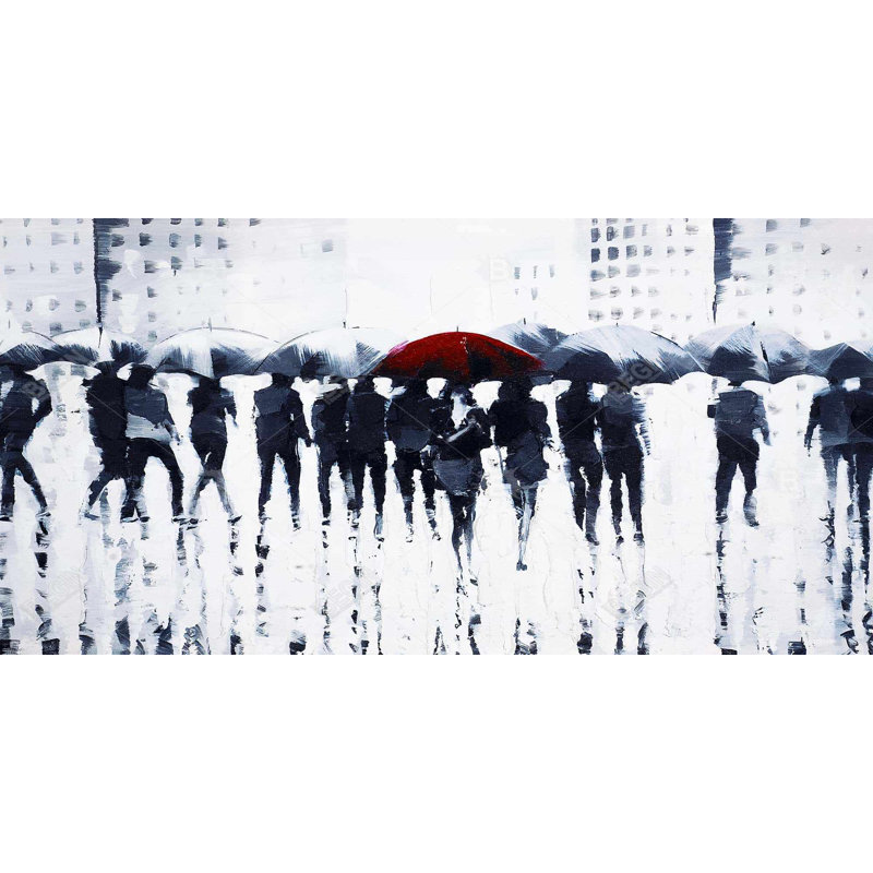 Silhouettes walking in the rain - 15.75"x31.50" Desk mat