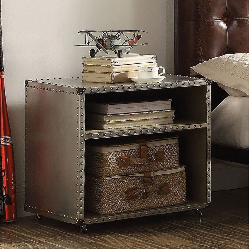 Table de chevet en aluminium avec port USB et alimentation