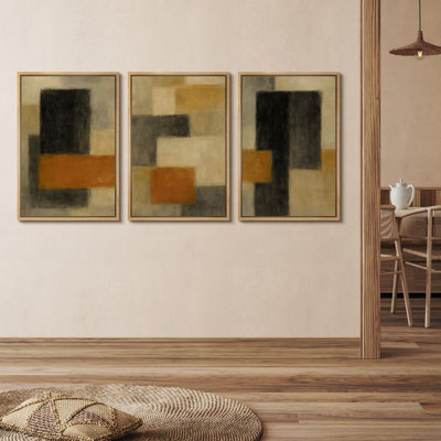 «Soft Blue Misty Coastal Landscape Triptych», reproduction d'art encadrée sur toile, 3 pièces