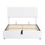 Lit plateforme tapissier blanc avec espace hydraulique. Fabrication en contreplaqué, 12 lattes. Aucun sommier tapissier requis. Revêtement en lin élégant. Capacité de 400 lb. Matelas non inclus: L 78,3 po x l 57,4 po x H 45,5 po-831190295-831190292