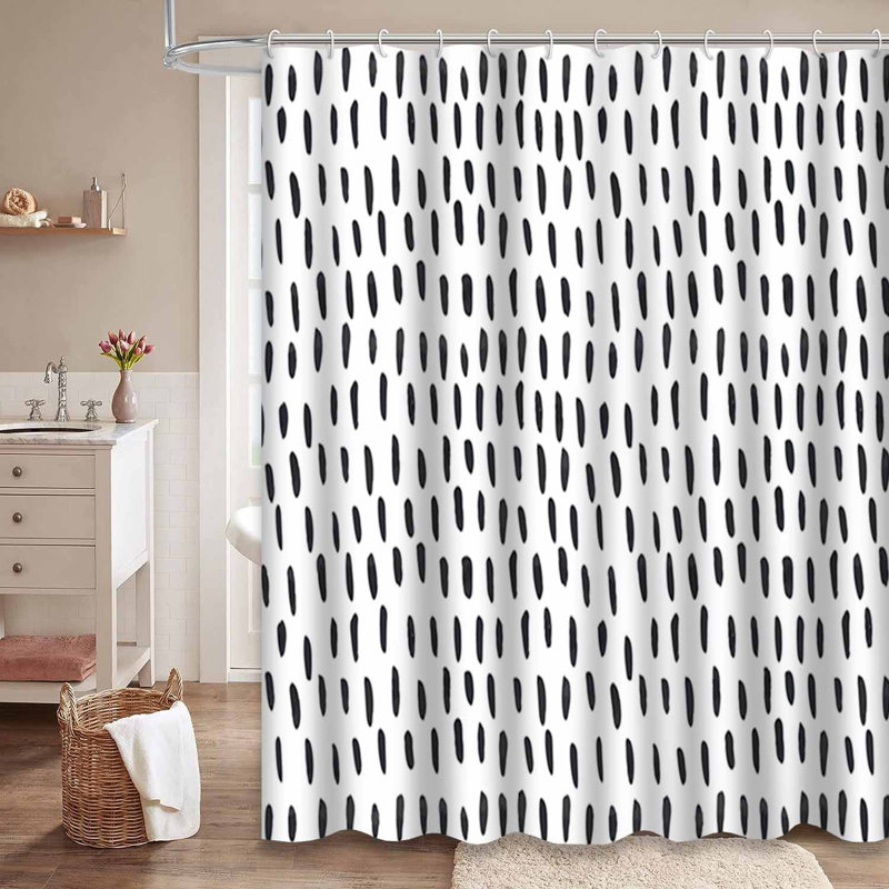 Rideau de douche blanc à rayures avec 12 crochets, 72" L x 72" W