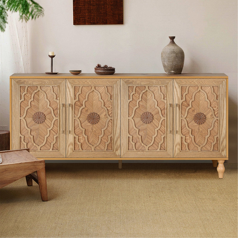Grande armoire de rangement Carved, Naturel