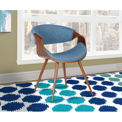 Tuohy Mid-Century Open Back Dining Chair in Fabric Upholstery and Walnut Finish