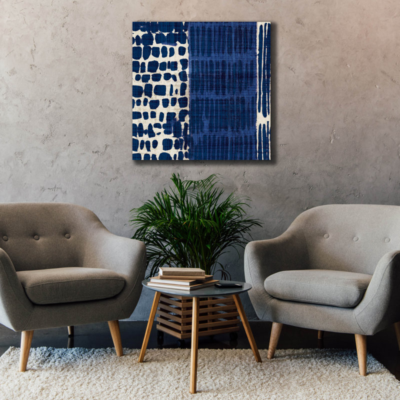  «Indigo Batik 1» par Wild Apple Portfolio, art mural sur toile, 37 po x 37 po