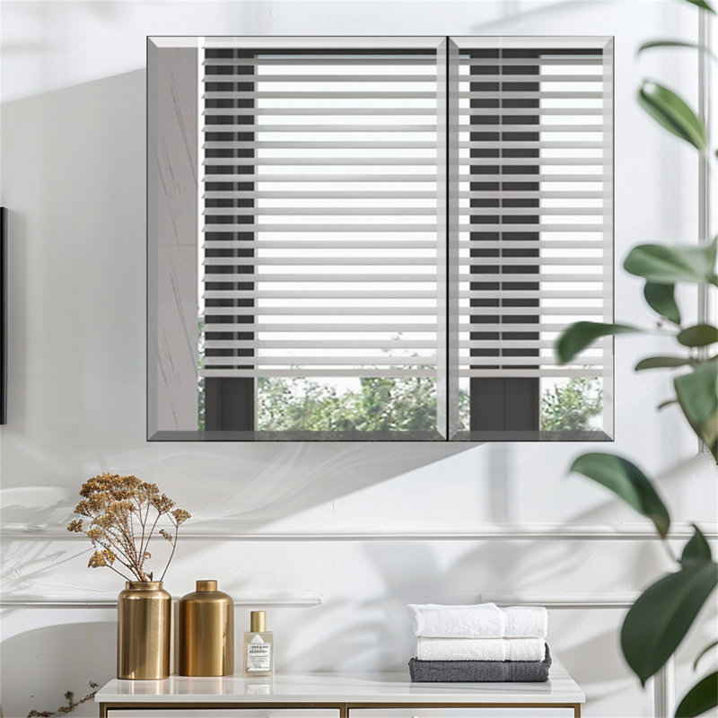 Armoire à pharmacie 30 po x 26 po avec miroir à fixation en surface ou espace de rangement encastré en aluminium