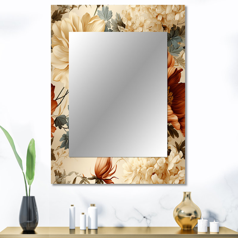 Lehman rustique brocart, motif victorien élégant - miroir décoratif floral, 40 po x 30 po