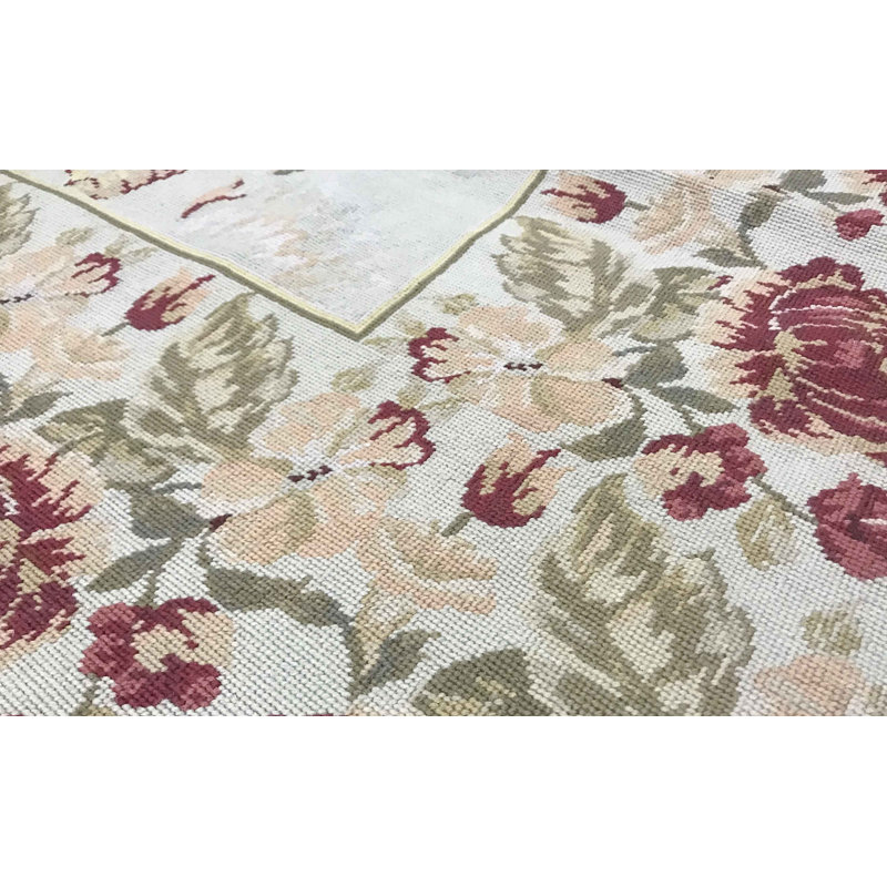 Hand-Knotted High-Quality Ivory Area Rug