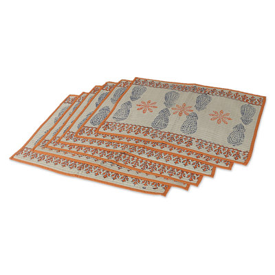Ensemble de chemin de table et napperon en coton fait à la main Alcott Hill® Tangerine Palace (7 pièces)