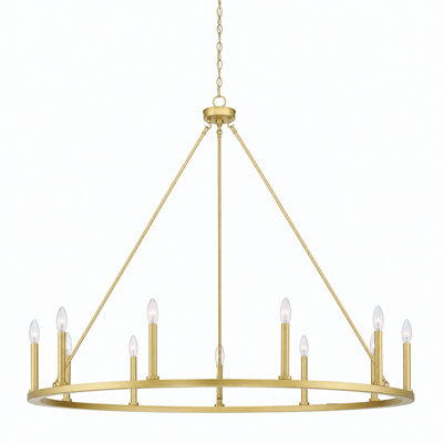 Adriana 47" W 16-Light Dimmable Wagon Wheel Chandelier with Sloped Ceiling Adapter