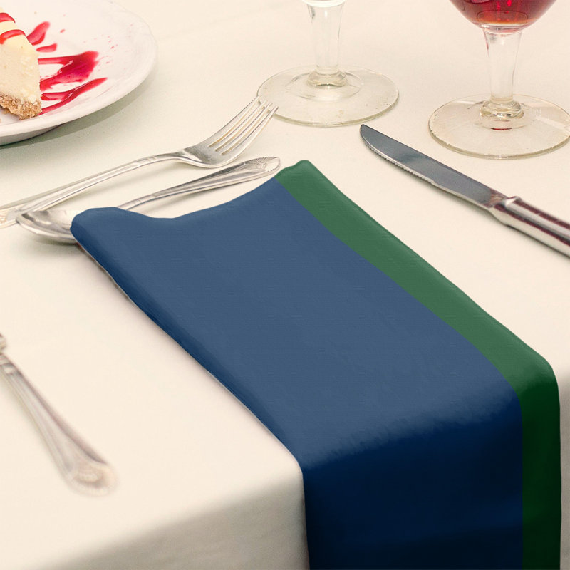 Utah Striped Square Napkin, 10" W x 10" L, Navy/Green/Navy, Cotton Twill