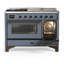 Majestic III Series 48 Inch Dual Fuel Range with 5 Sealed Burners, Griddle, Frenchtop in Glossy Black (Natural Gas, Burnished Trim)-1981615042-1981615047-1981615048