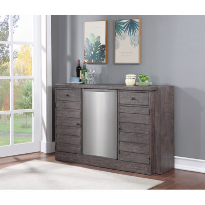 Solid Wood 65" Sideboard With Fridge Opening