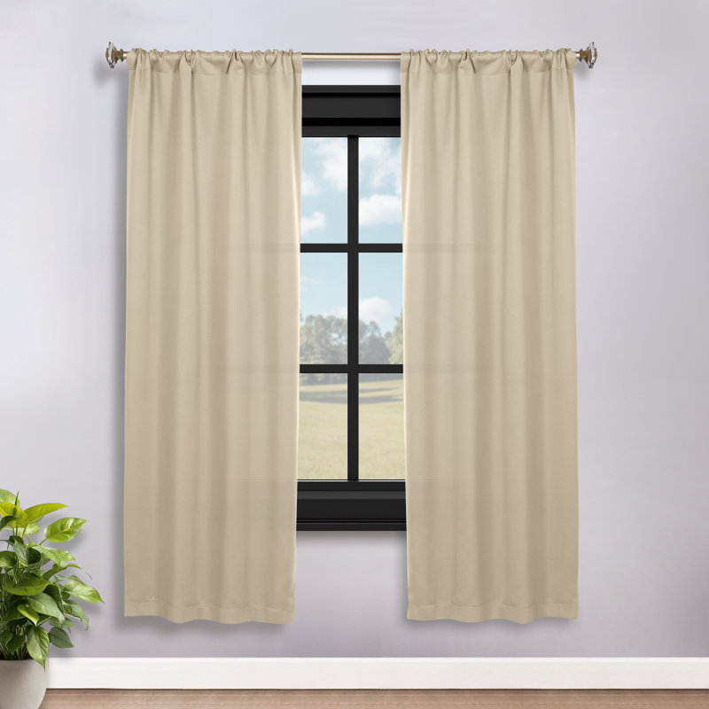 Moriah Millendon Solid Modern Polyester Rod Pockets Room Darkening Curtain Pair, 36" W x 72" L, Ivory