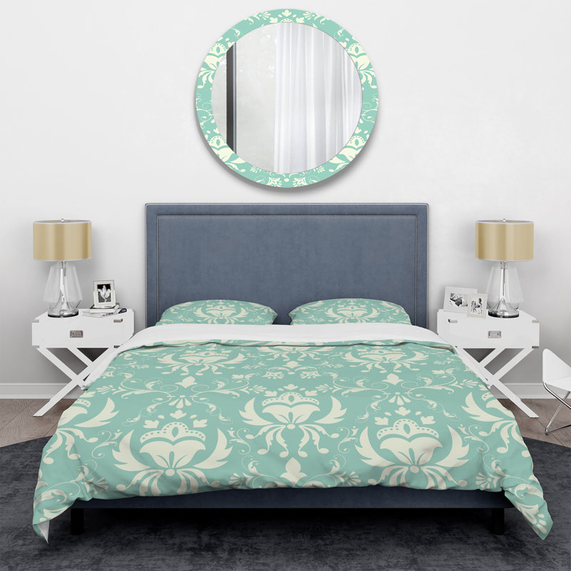 Ensemble de housse de couette en microfibre bleu ciel / blanc 3 pièces, Housse de couette double + 2 taies décoratives st