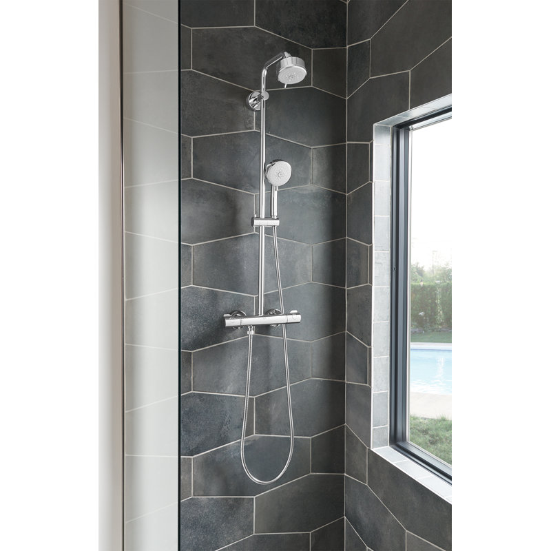 Tempesta Fixed 4-Setting Shower Head Rain O2 Rain Massage Jet Settings, Matte Black, 1.75 GPM