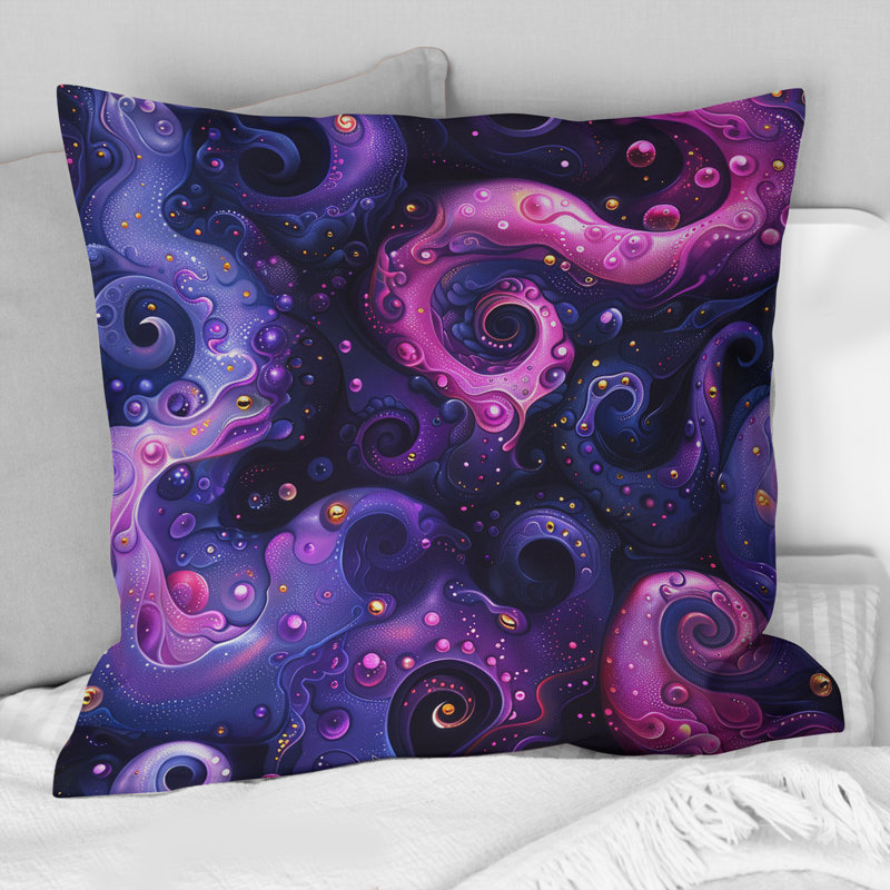 Coussin décoratif mauve, fluide et rose II, H 18 po x l 18 po