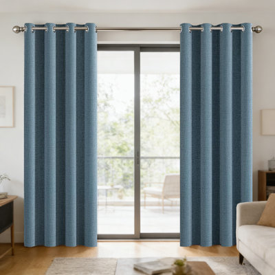 100% Blackout Curtains, Linen Textured, Grommet Top, Room Darkening Curtains & Drapes