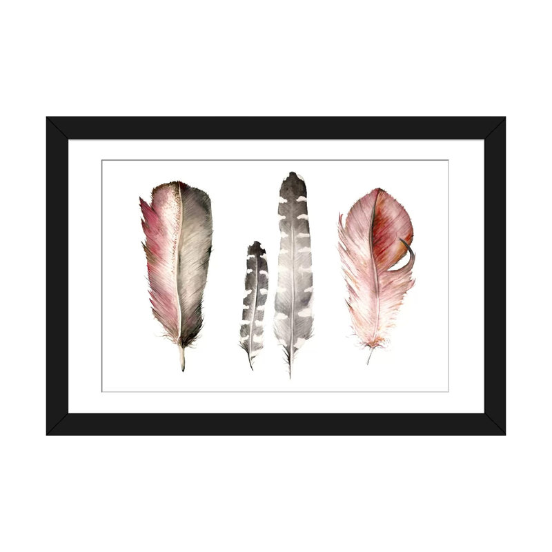 « plumes i », impression sur toile, H 16 po x l 24 po x P 1 po, Papier d'art encadré noir