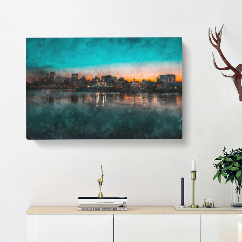 Sketch Of The Montreal Skyline Painting - Wrapped Canvas, 50cm H x 76cm W x 3cm D