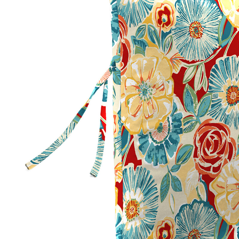 21" x 38" Outdoor Chair Cushion with Ties and Loop (Set of 2), Multi-Colored Floral 2