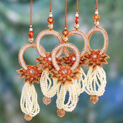 5.8'' Fabric Not Flowers Holiday Shaped Ornament