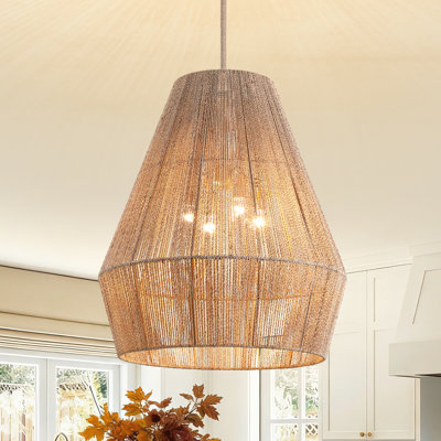 4 - Lustre suspendu en corde de chanvre tissé à la main