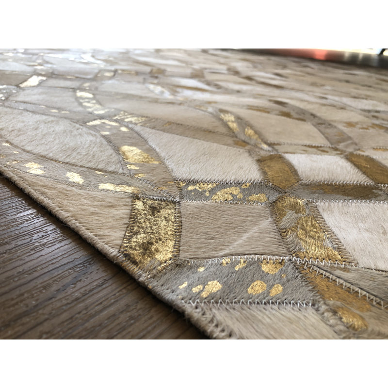 Mckinney Geometric Cowhide Hand Woven Area Rug, Rectangle 120 x 180cm