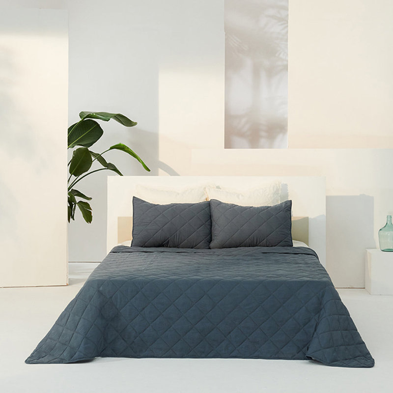 Polyester Plaid Quilt, Queen Quilt + 2 Standard Shams, Hale Navy