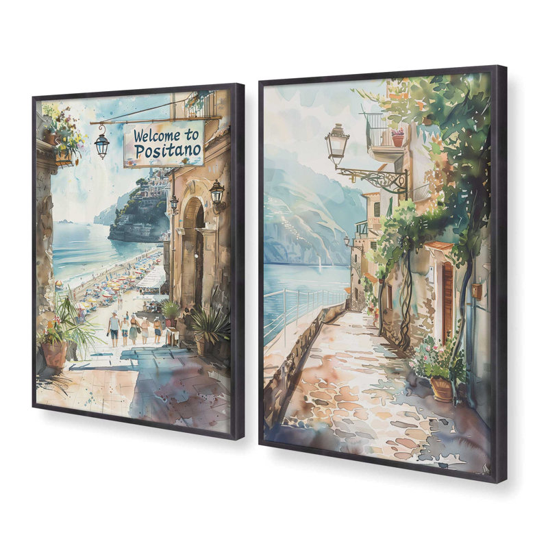 «Coastal Greeting», ensemble de 2 pièces encadrées par Azure Artisanal Studio, Zinc patiné