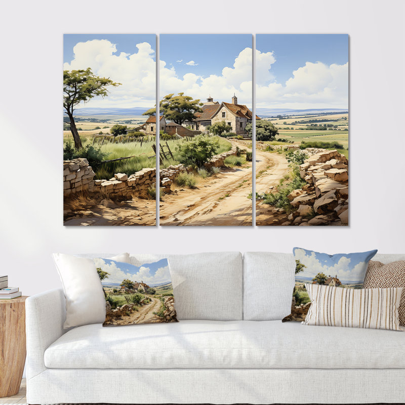 Vineyard Scenery Landscape Beauty V - Ensemble de décoration murale vignoble, Toile tendue, H 28 po x l 36 po x P 1 po