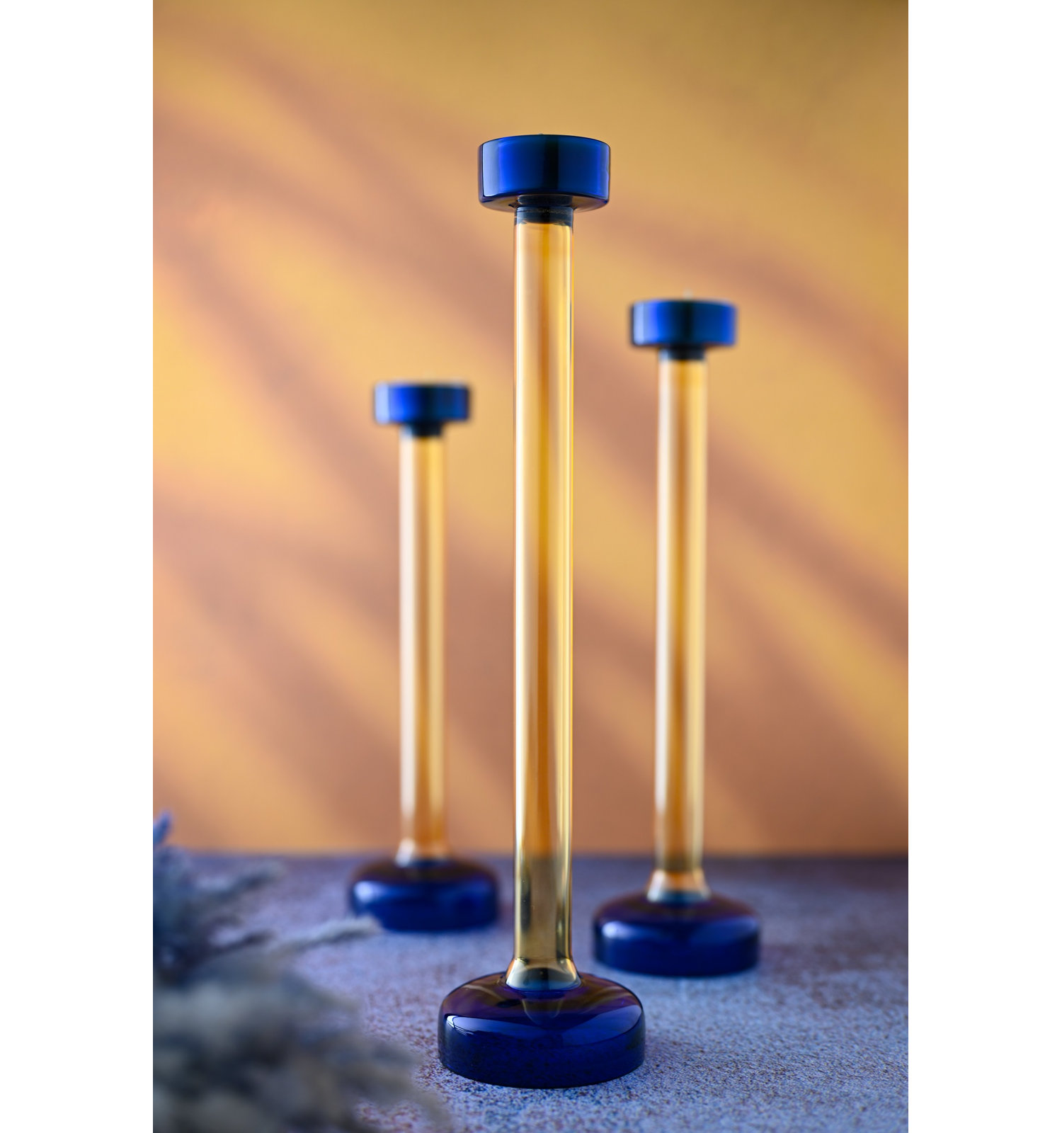 Ahmad Glass Tealight Candle Holder, 11.25"H x 3" W x 3" D, Yellow