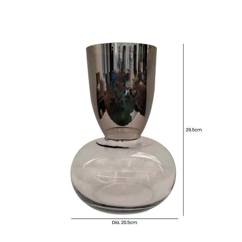 Coriddi Glass Table Vase, 29.5cm H  x 20.5cm W  x 20.5cm D, Silver